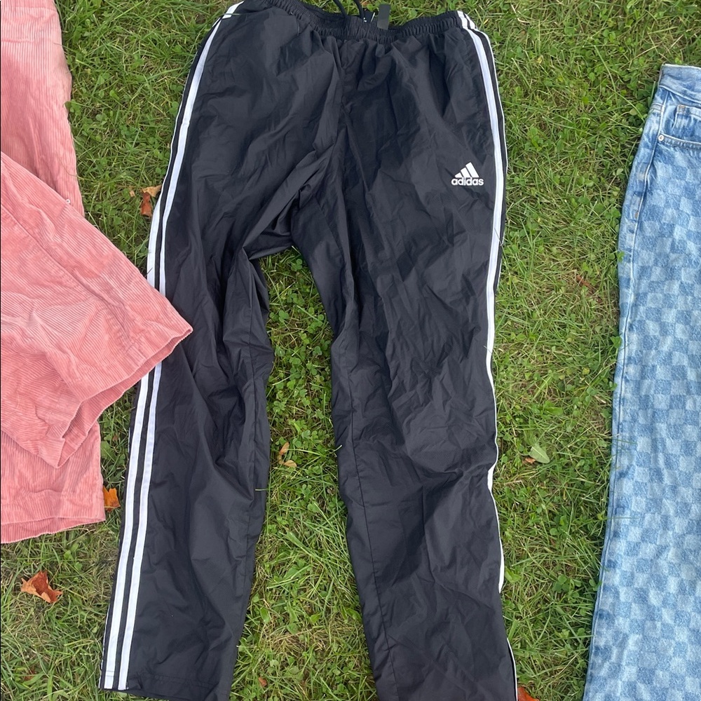 Adidas Black Joggers with White Stripes
